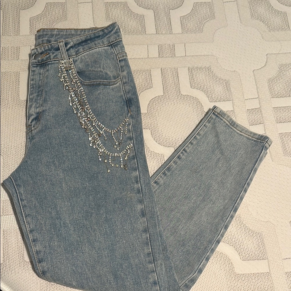 Windsor Light Blue Skinny Jeans with Silver Embellishments